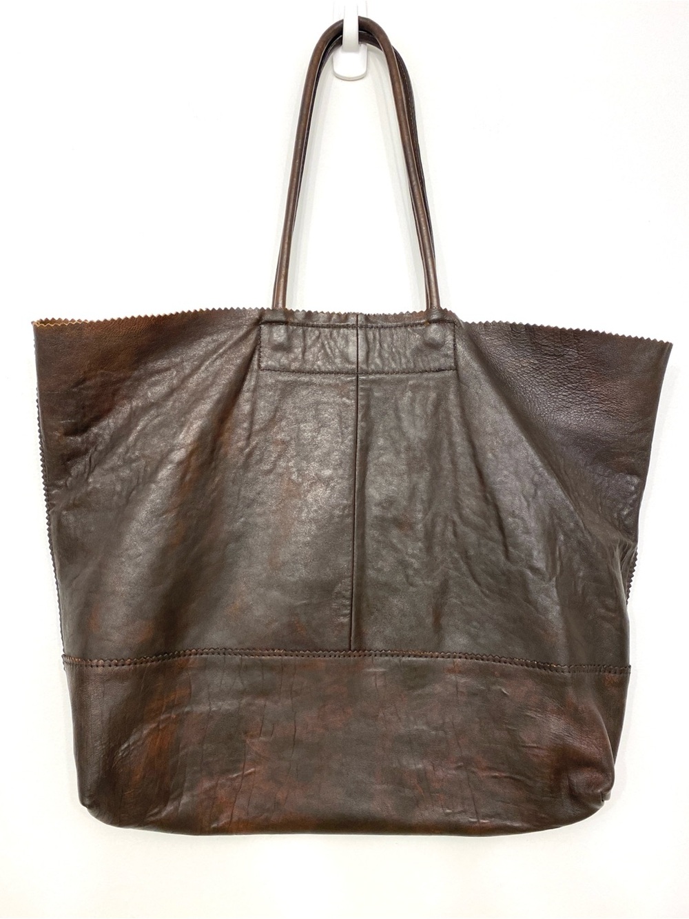 Banana Republic Lamb Leather Market Tote Bag Dark Brown Oversized Quiet Luxury